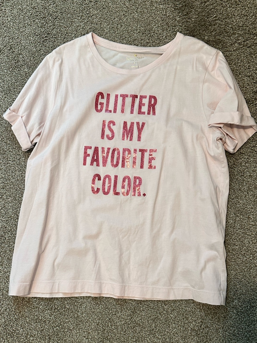 Kate Spade Glitter Is My Favorite Color Graphic Tee Pink Size L